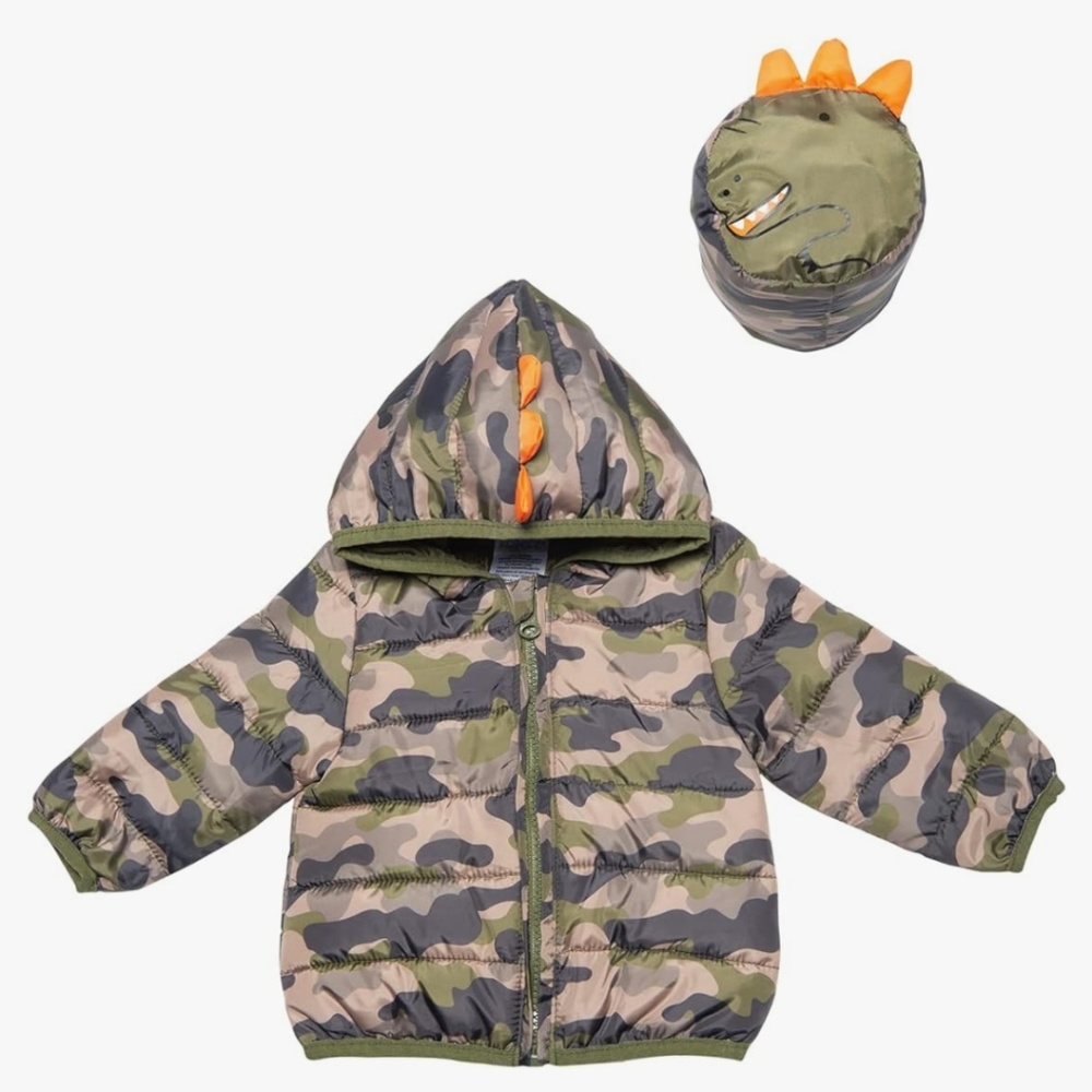 Robeez Camo Unisex Packable Insulated Hooded Character Jacket with